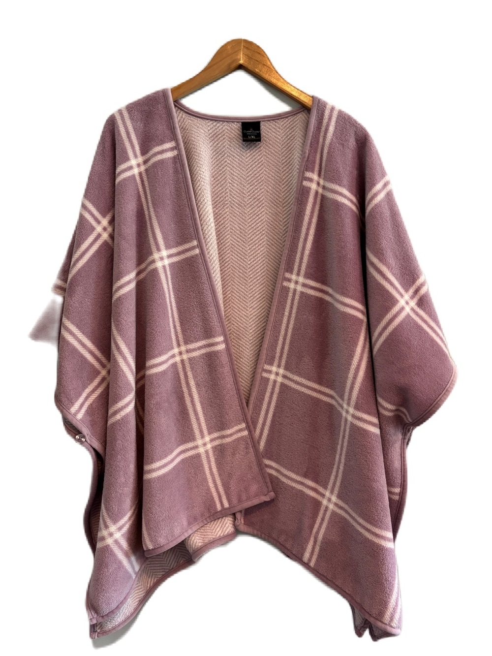 Cuddle Duds Mauve & White Plaid Plush Wrap Size L/XL